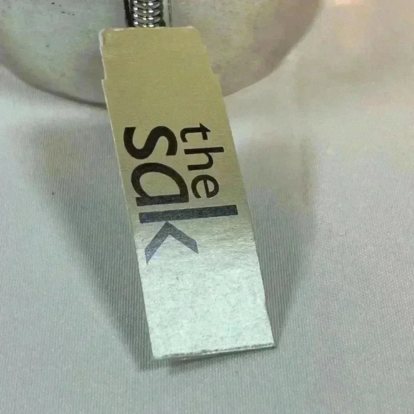 THE SAK SILVER TONED BRACELET‎ GOLD ACCENT HINGED CUFF DISTRESSED NWT - Picture 7 of 10